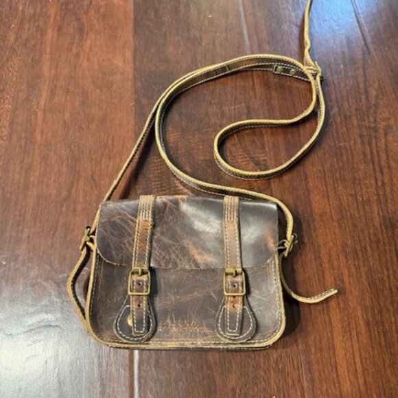 Dr. Martens Handbags - Dr Martens Mini Satchel Crossbody Crazy Horse Brown Leather Bag, 7" x 6"